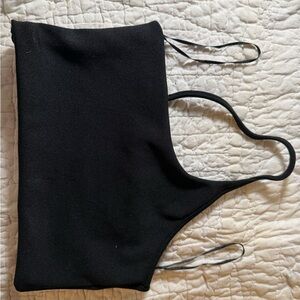 Black Crossover Crop Top